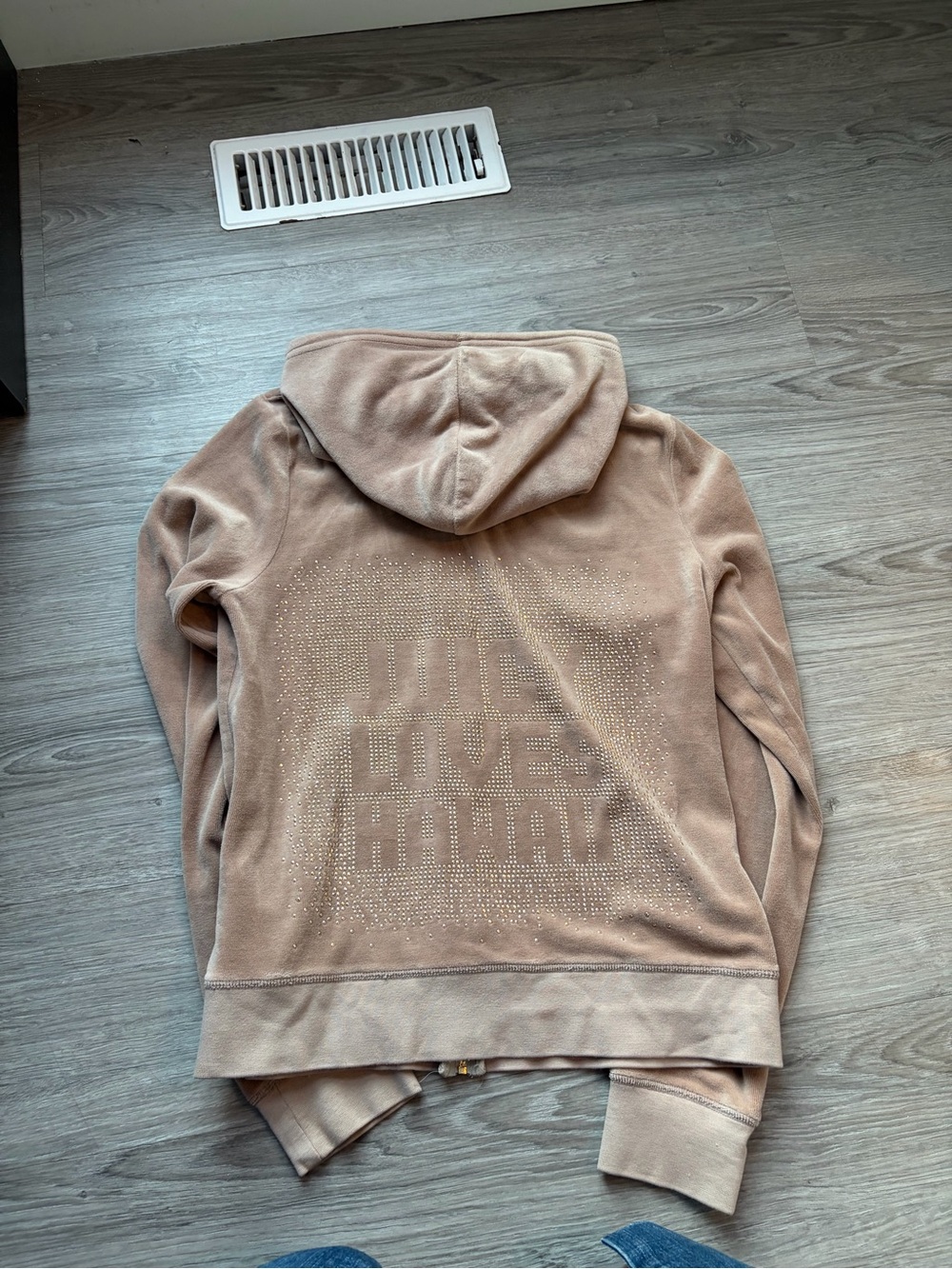 Juicy Couture Womens Taupe 'Juicy Loves Hawaii' Rhinestone Hoodie